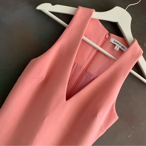 Elizabeth & James Rosa Bodycon Dress V-neck Sleeveless Asymmetric Size 0 Peach - Picture 5 of 12